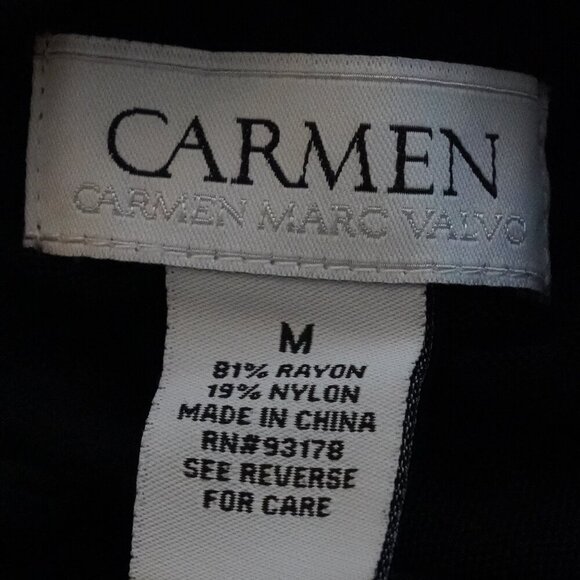 Carmen Marc Valvo, Short Sleeve Mock Neck Sheer Knit Top, Black - Picture 5 of 5